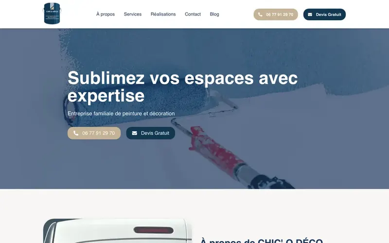 Page d'accueil du site Chic'O Déco