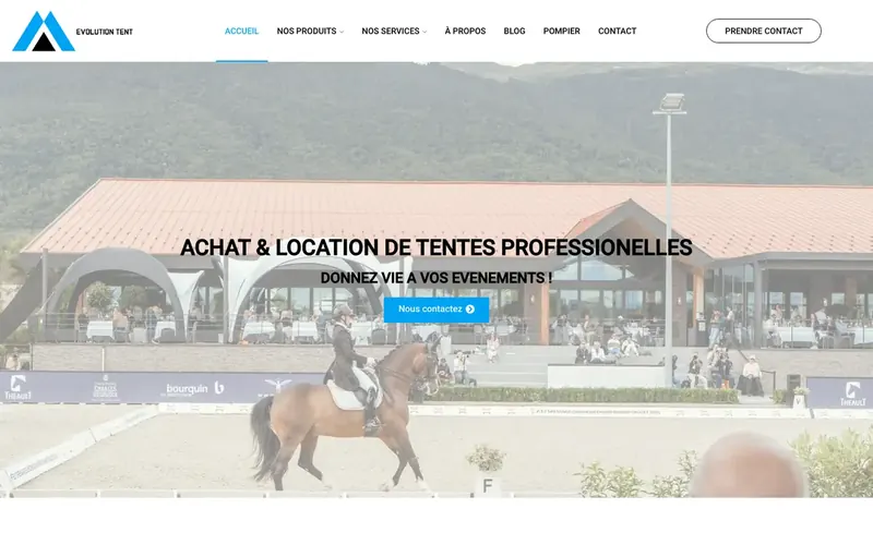 Page d'accueil du site Evolution Tent