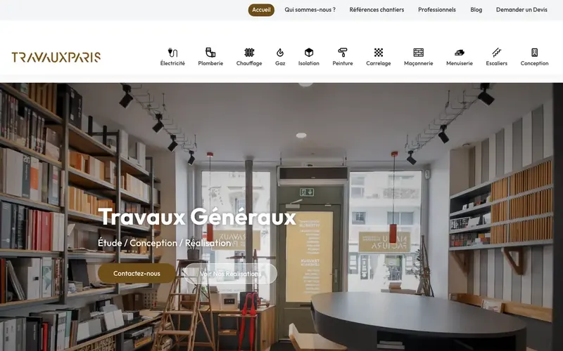 Page d'accueil du site Travaux Paris