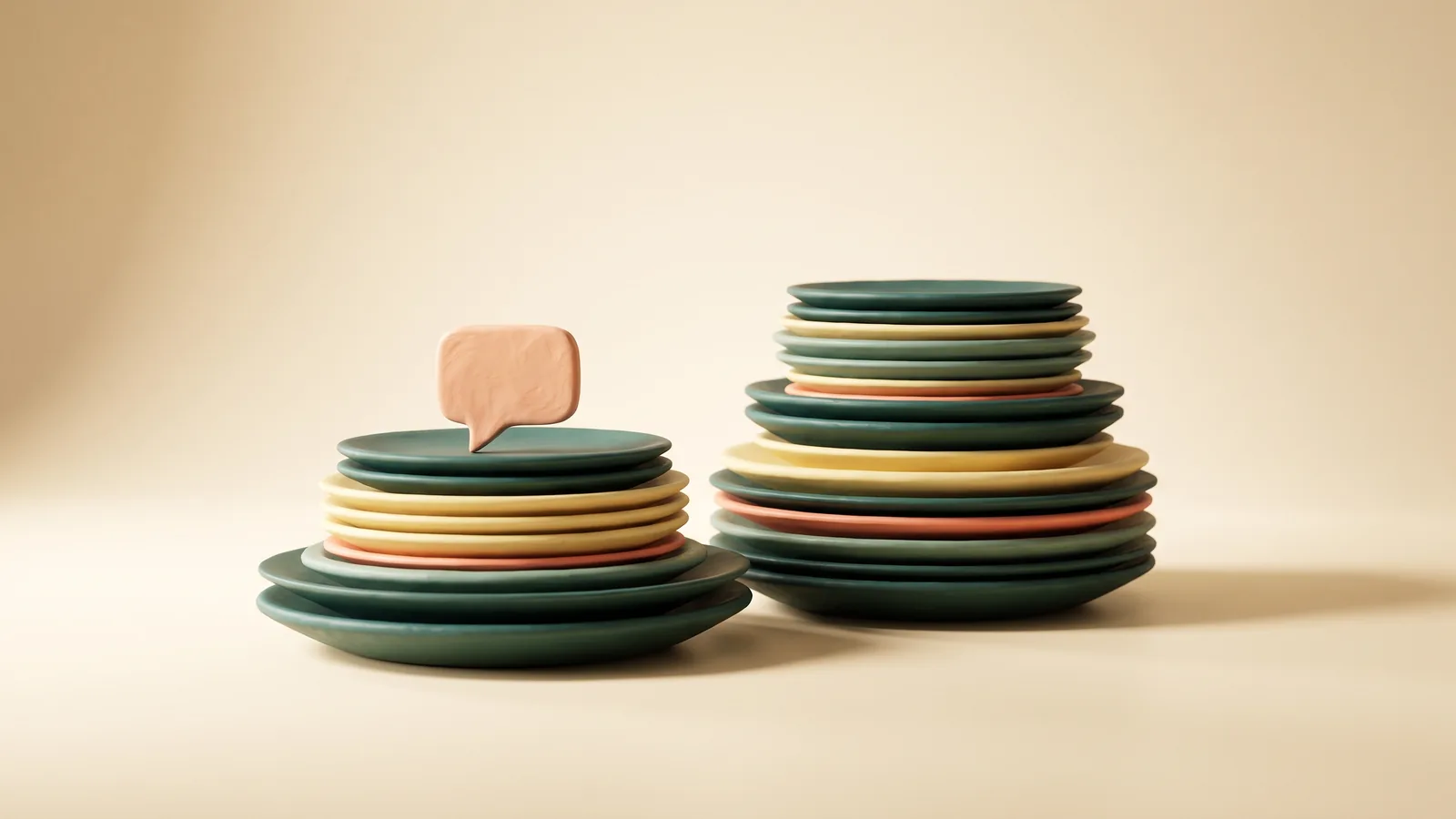 Illustration : deux piles de plaques sculptées de hauteurs différentes, une bulle en équilibre sur la plus courte